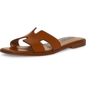 Steve Madden Women's Hadyn Sandal, Synthetic Rubber Sole, Cognac Leather, 7.5